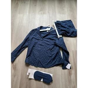 Auden Navy Blue polka dot pajama set, size Medium, with sleep mask, NWT, Womens